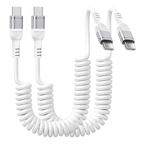 Retractable Car Charger Cord 2Pack 6FT Coiled USB C to USB Type C Fast Charging Cable for Pixel 10/10 Pro/10 Pro XL/Fold/9a/9/8a/8 Pro iPhone 17/16e/16 Pro Max Samsung Galaxy S25 Ultra S24 A17 A16 A15