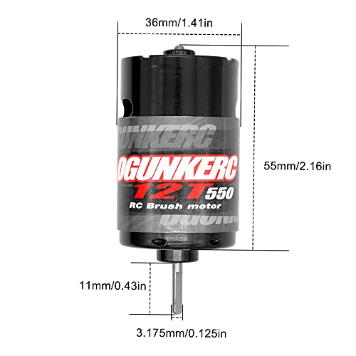 OGUNKE OGRC Motor 550 12T Brushed Motor for 1/10 Traxxas Slash 2WD/Traxxas Slash 4WD (Part:#3785) Redcat ARRMA AXIAL HSP HPI Wltoys Kyosho HELION (12T)