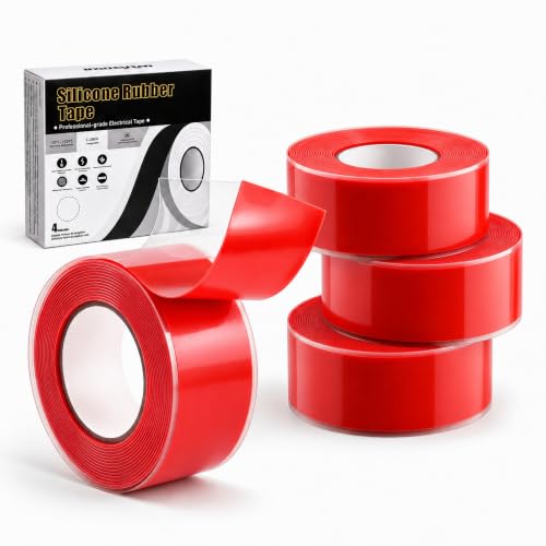 Red Electrical Tape 1 in x 10 ft Self-Fusing Silicone Rubber 4 Roll
