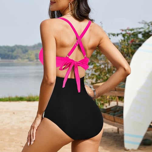 One Piece Swim Suits for Women 2025 Sexy Tummy Control Swimsuits Cutout High Waisted Criss Cross Back Bathing Suit for Women4