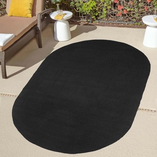 Superior Jute Oval Indoor Area Rug, Black