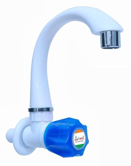 Aerowell Plastic Water Tap/Flange Sink Cock tap for Wash Basin/Long Neck Kitchen Sink Tap/(Blue Pack of 1)
