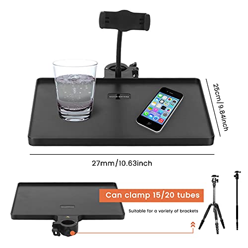 Phone Holder Microphone Stand Tray, Clamp-On Rack Tray,Cell Phone Stand For Music Sheet,Clamp Compatible With Most Microphones Stands For Live Streaming,Karaoke, Recording #TOP3