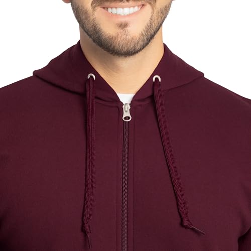 Fruit of the Loom Men's Eversoft Fleece Sweatshirts & Hoodies, Moisture Wicking & Breathable, Sizes S-4X, Full Zip-Maroon, X-Large