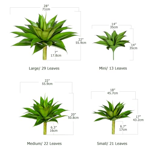 Image of Ttranewsoo Artificial Agave Plants, 12.6 inch UV Resistant Fake Agave Planters for Indoor and Outdoor Decorating Artificial Plants for Outdoors Fake Plants 2Pack,Green