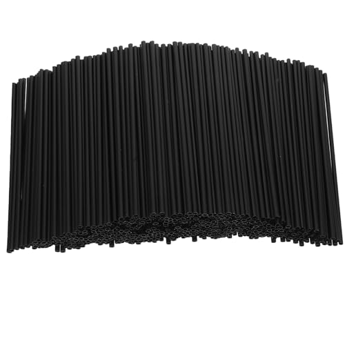 1000 pitillos plásticos negros rectos de 13 cm miniatura 1