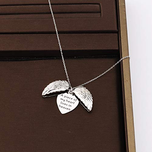 Image of CENWA Memorial Jewelry Sympathy Gift A Piece of My Heart Lives In Heaven Angel Wings Open Locket Necklace (A Piece of My Heart N)