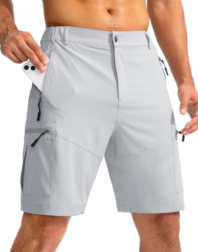 Image of Pudolla Men's Hiking Cargo Shorts 9 inch /7 inch /11 inch Lightweight Outdoor Shorts for Men Trip Golf Camping Casual with 5 Zipper Pockets