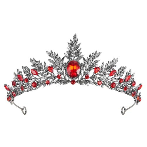 SWEETV Queen Crown for Women, Gothic Crown Greek Headband Halloween Decorations, Vintage Tiaras and Crowns, Prom Tiara with Rhinestone Wedding Headpiece for Quinceanera