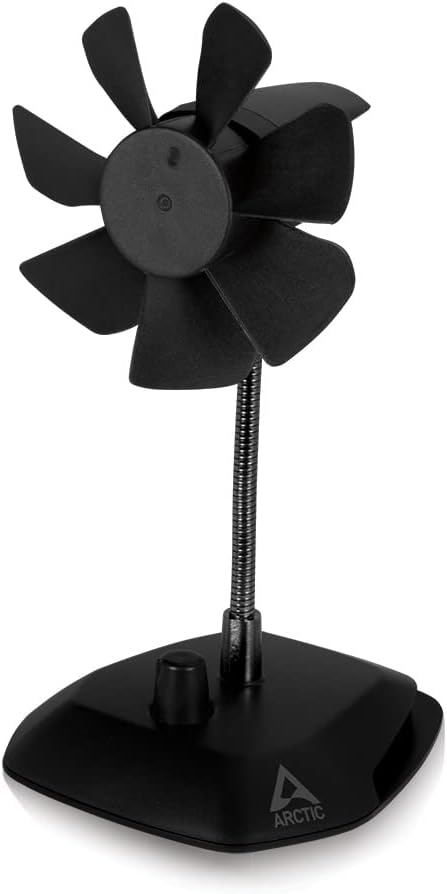 ARCTIC Breeze - USB Desktop Fan with Flexible Neck and Adjustable Fan Speed, portable Desk Fan for Home, Office, Silent USB Fan, Fan Speed: 800–1800 RPM - Black