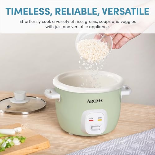 AROMA® Mini Rice Cooker, 2-Cup (Uncooked) / 4-Cup (Cooked), Grain Cooker, Soup Maker, Oatmeal Cooker, Auto Keep Warm, 1 Qt, Light Green - Image 5