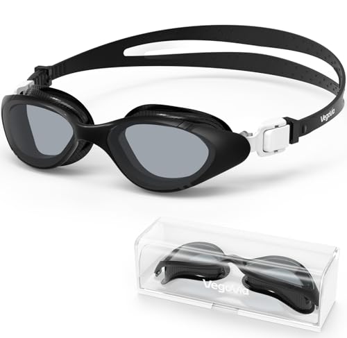 VegoVia Adult Swim Goggles for Men Women Swimming Goggles Pool Anti Fog UV Protection Youth Black Water Swim Glasses Goggle Waterproof with Goggles Case
