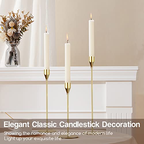 Gold Candle Holders For Taper Candles, Fodiens Set Of 12 Metal Candlestick Holders, Decorative Tapered Candle Stick Holder For Wedding Dinning Party Anniversary Table Centerpiece #TOP4