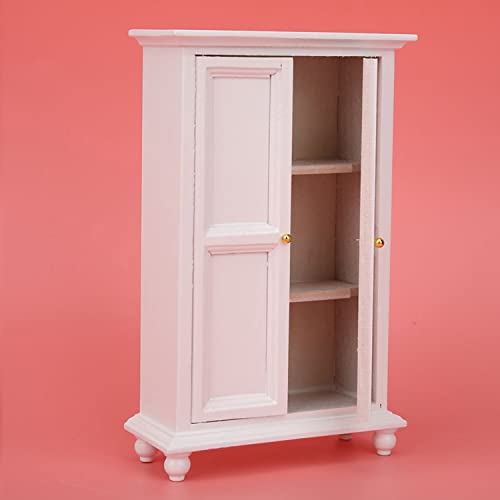 Doll House Wardrobe, 1:12 Mini Dollhouse Toys Accessories Dollhouse White Wooden Double Door Household Closet Best Gift For Girls #TOP6
