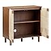 Nathan James Beacon Boho Accent Cabinet with Doors, TV Stand with Adjustable Interior Shelf and Seagrass Accent, Dark Brown, Set of 3