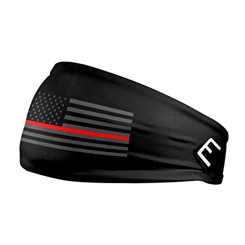20+ Designs! Unisex Headband/Sweatband. Best for Sports, Fitness, Working Out, Yoga. Tapered Design. (Tactical Thin Red Line)