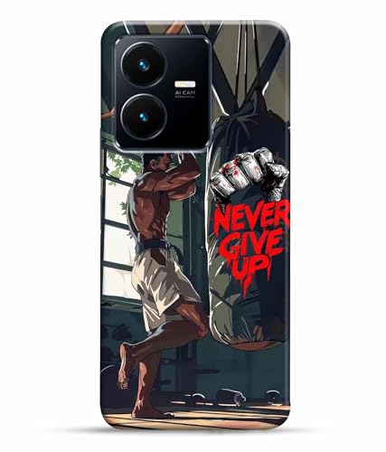 Image of Never Give Up Motivation Quotes Printed Hard Back Case Cover & Compatible for Vivo Y22 | Vivo Y22S | V2207 (Multicolor) - D1809
