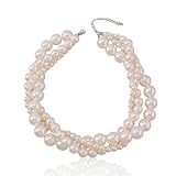 Chunky Pearl Choker Necklace for Women Layered Twisted Beaded Necklace Wedding Gifts for Brides Bridesmaid Birthday Gift for Prom Pearls Jewelry for Women Stocking Stuffers Christmas Jewelry Gifts