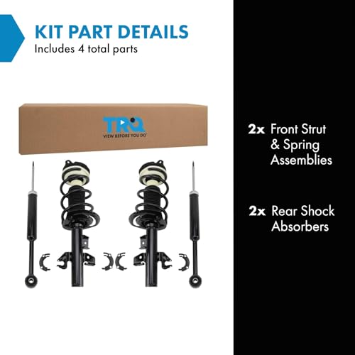 Image of TRQ Front and Rear Complete Strut Assembly & Shock Absorber Kit Complete Strut & Coil Spring Assembly Compatible with 2015-2017 Chrysler 200