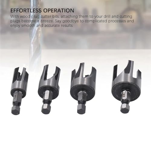 Plug Cutters Wood Drill Bit Woods Plugs Cutter Drills Hole Cutter Tapered Set 1/4in Hex Shank Claw Type Imperial Taper Cutting Tool Silver for variety of size