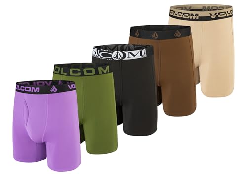 Volcom Herren-Boxershorts, Poly-Spandex, Performance-Boxershorts, Unterwäsche, Violett/Grün/Schwarz/Braun/Khaki, Large