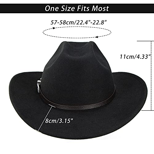 Utaly Western Cowboy Hat For Men Women Classic Fedora Hat With Buckle Belt thumb #3