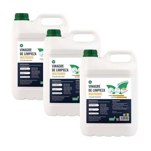 PLANETA HUERTO | PACK 3 Vinagre Blanco de Limpieza 5L – Vinagre Desincrustante Natural Multiusos para Cocina, Baño, Cristales y Metales, Limpieza Ecológica y Efectiva Sin Químicos