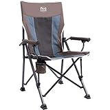 Timber Ridge Camping Chair Ergonomic High Back Support 300lbs with Carry Bag Arm Chair Folding Quad Chair Outdoor Heavy Duty, Padded Armrest, Cup Holder