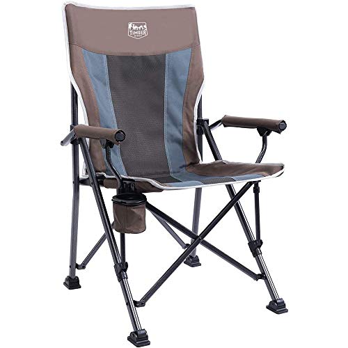 Timber Ridge Camping Chair 400lbs Folding Padded Hard Arm Chair High Back Lawn Chair Ergonomic Heavy Duty with Cup Holder, for Camp, Fishing, Hiking, Outdoor, Carry Bag Included