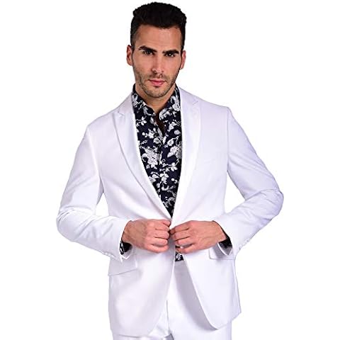 Craft & Soul Herren Slim Fit Satin Peak Revers Smoking Separates Jacke Formal Mantel Weiß Cover
