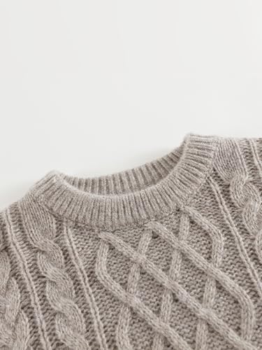 marc & janie Boys 3D Twisted Wool Knit Ribbed Sweater Crew Neck Drop Shoulder Sweaters Tops 2417674