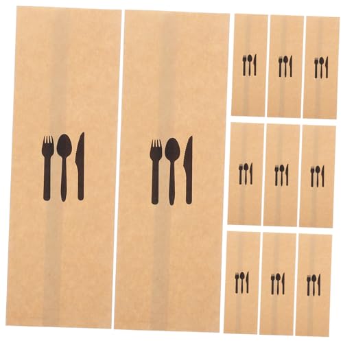 TOYANDONA 100 Piezas Bolsas Kraft para Cubiertos Protectores de Cubiertos Resistente y Ligero Bolsillos para Utensilios para Fiestas y Restaurantes Bolsas para Cuchillos y Tenedores de Mesa
