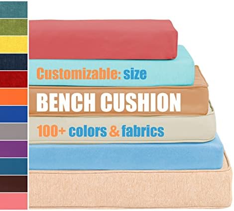 entropower Custom Size Bench Cushion Outdoor/Indoor Bay Window Seat Cushion Thick Upholstery Foam Long Chair Cushion Sofa Pads Patio Furniture Cushion (Blue, Custom Size) 1 Count (Pack of 1)