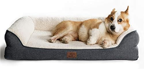 Bedsure Orthopedic Memory Foam Dog Bed for Medium Dogs - Waterproof Dog Beds Medium Washable Pet Sofa Beds with Removable Cover & Waterproof Liner, 7 inches Height Couch for Medium Dogs up to 50 lbs