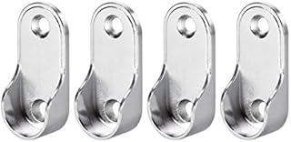 sourcing map Zinc Alloy Oval Closet Rod End Supports, Fit Rod Dia 19mm 4 PCS - Wardrobe Rod Flange Bracket Support