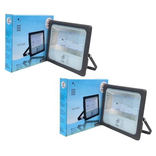 Image of D'Mak 100 Watt LED Flood Light Grey Body Down Chock Waterproof IP65 for Outdoor Purposes (2, Green)