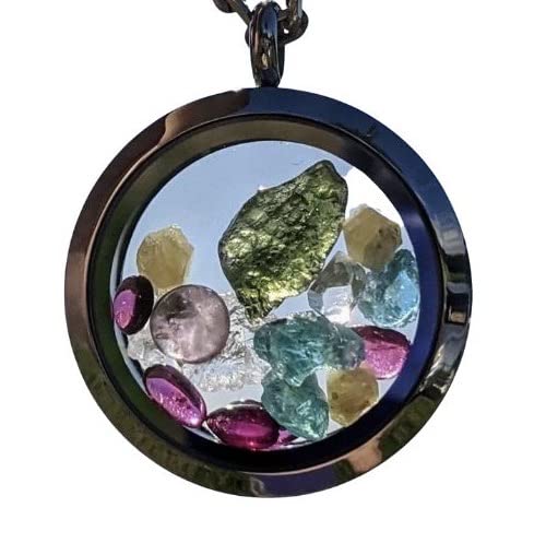Moldavite Pendant / Phenacite / Herkimer Diamond / Locket Necklace / Certified Genuine