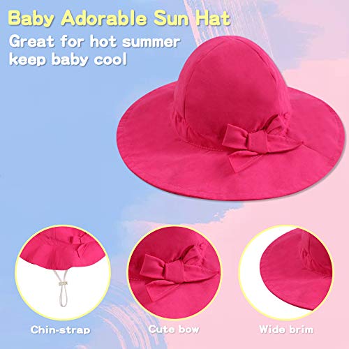 Baby Sun Hat Girls Floppy Bucket Hat Summer Toddler Outdoor Cap For Swim Beach (Rose, 52Cm/20.5"(2-4T)) #TOP3