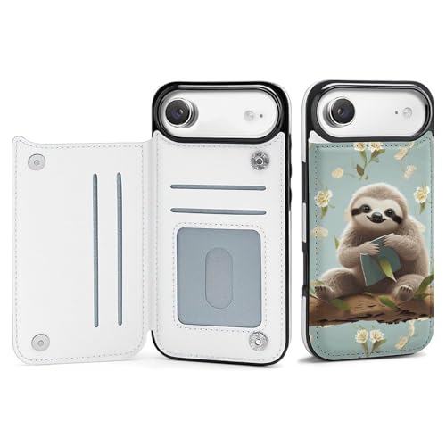 Étui iPhone 17 avec porte-cartes motif paresseux coque fine antichoc