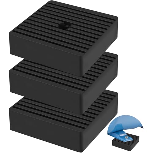 Image of 3 Pack Anti Vibration Pads for Washing Machine 4 inchx4 inchx1.2 inch, Sound Isolation Vibrating Pad, 0.59 inch Pre-Drill Hole Ribbed Rubber Damping Mat for Air Compressors, Conditioner, Treadmill, HVAC Washer Dryer