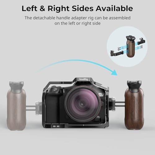 Image of SmallRig Wooden Side Handle for Camera Cages with 1 /4 inch-20 Threaded Holes, Left or Right Side Ergonomic Handgrip, 28mm / 1.1in Vertical Adjustment, 15kg / 33.1lb Load Capacity