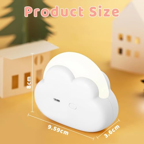 Adiwo LED Nachtlicht, Dimmbar Kinder Nachtlicht Wiederaufladbares Wolkenform Nachtlicht Baby für Schlafzimmer USB Aufladbar Mobile Led Nachtlichtlampe für Kinder als Geschenk zum Einschlafen Weiß