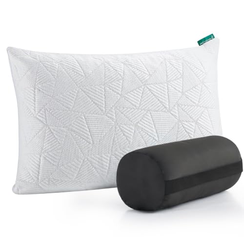 Image of BETU Cooling Small Pillow for Travel & Camping, Adjustable Soft Support Pillow for Backpacking, Hiking Gear, Airplane, Breathable Shredded Memory Foam Pillows for Sleeping with Washable Cover