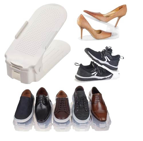 Kit 10 Organizadores de sapato, saltos e tênis com regulagem de altura - Branco
