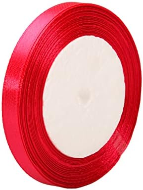 Berolle 25 Yards 10mm White Satin Ribbon Double-Sided Satin Ribbon Grosgrain Ribbon Polyester Ribbon for Gift Wrapping Craft Decorating (White)