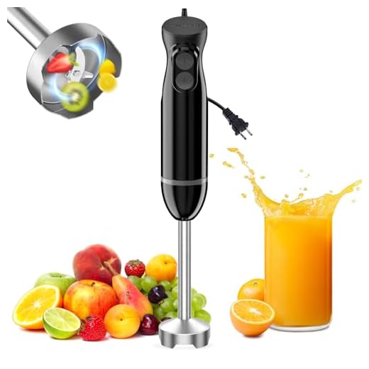 Bonsenkitchen Handheld Blender, Electric Hand Blender 12-Speed with Turbo Mode, Immersion Hand Held Blender Stick with Stainless Steel Blades for Soup, Smoothie, Puree, Baby Food