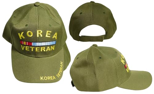 Trade Winds Korea Korean Vet Veteran Ribbon Olive Green Adjustable Embroidered Cotton Polyester Blend Hat Cap