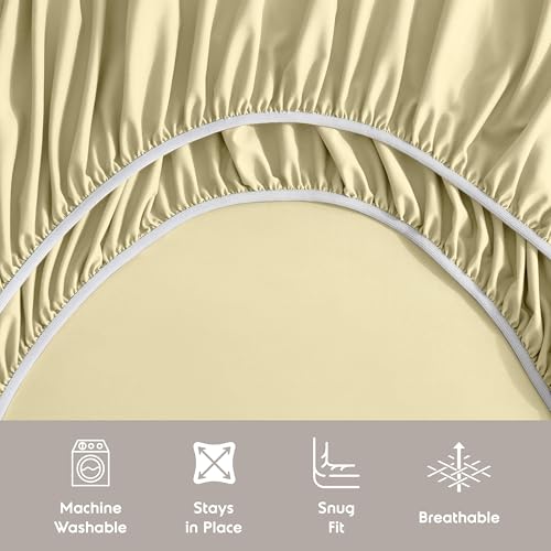 Image of Nestl Extra Deep Twin XL Sheet Set - 4 Piece Breathable & Cooling Sheets - Hotel Luxury Bedding Set with 18-24 Inch Extra Deep Pockets - Easy Fit - Super Soft, Wrinkle Free & Comfy - Vanilla Yellow