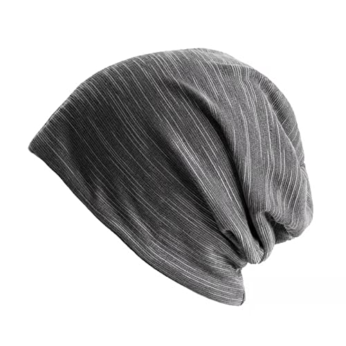 LIBAIJIAA Gorro de Invierno Hombre Mujer Suave Algodón Beanie Transpirable y Ligero para Primavera en Otoño eInvierno Utilizar CláSico Slouchy Gorra (Gris) Cover