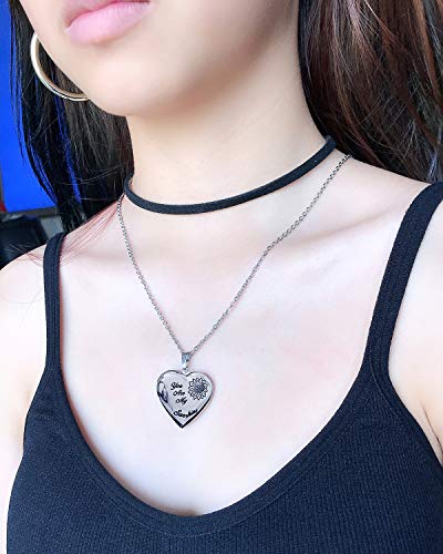 Youfeng You Are My Sunshine Necklace Sunflower Locket Necklace That Holds Pictures Heart Locket Pendant Gifts For Girls (Rose Gold Sunflower Locket) #TOP6